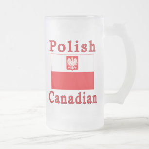 Polish Canadian Falcon Flag Frosted Glass Beer Mug