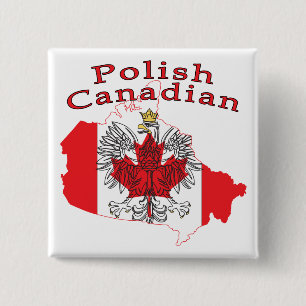 Polish Canadian Flag Map 15 Cm Square Badge