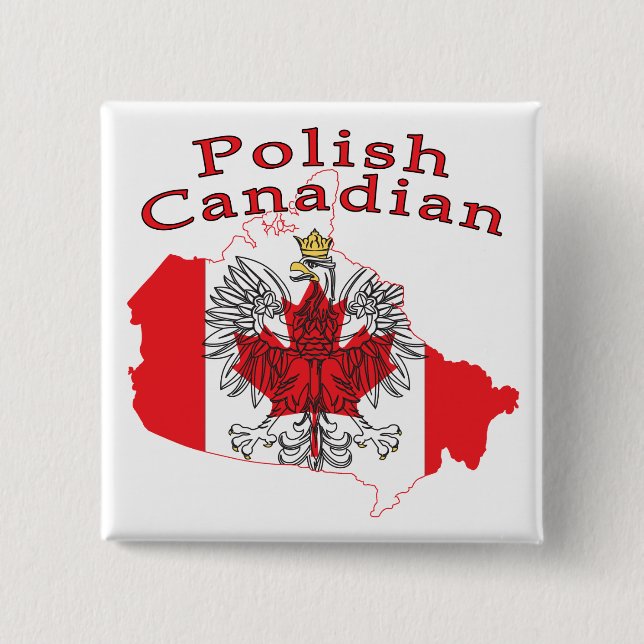 Polish Canadian Flag Map 15 Cm Square Badge (Front)