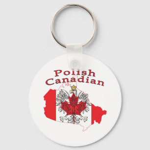 Polish Canadian Flag Map Key Ring