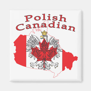 Polish Canadian Flag Map Magnet