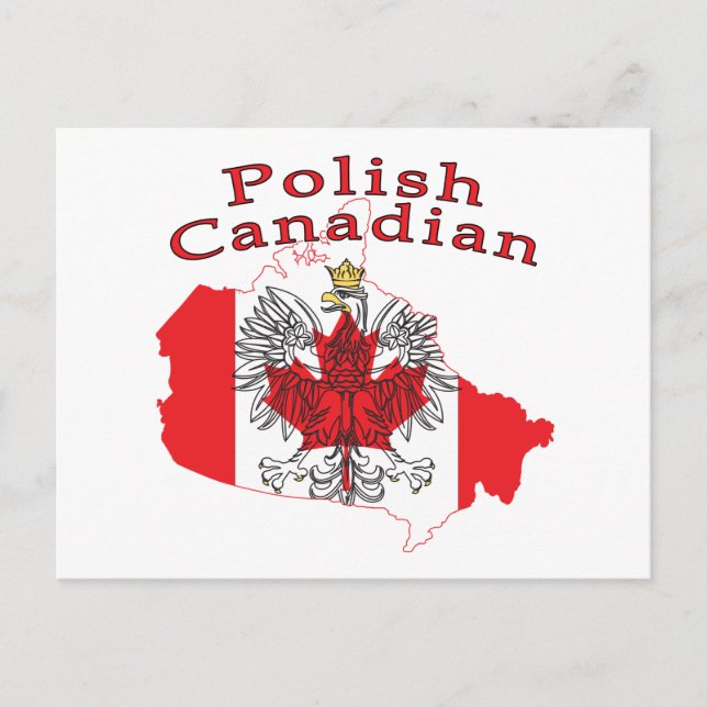 Polish Canadian Flag Map Postcard (Front)