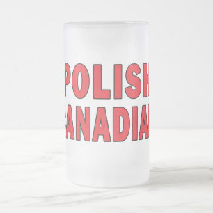 Polish Canadian Frosted Glass Beer Mug