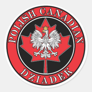 Polish Canadian Maple Leaf Dziadek Classic Round Sticker