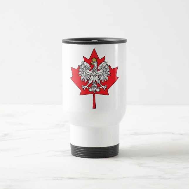 Polish Canadian Maple Leaf Travel Mug (Center)