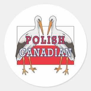 Polish Canadian Stork Classic Round Sticker
