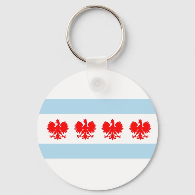 Polish Chicago Flag Key Ring (Front)
