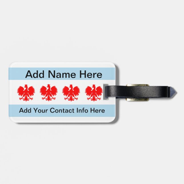 Polish Chicago Flag Luggage Tag (Back Horizontal)