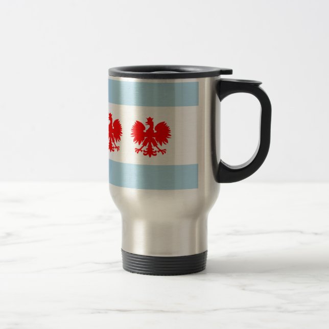 Polish Chicago Flag Travel Mug (Right)