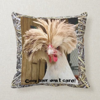 polish chicken "coop hair don't care" straw pillow