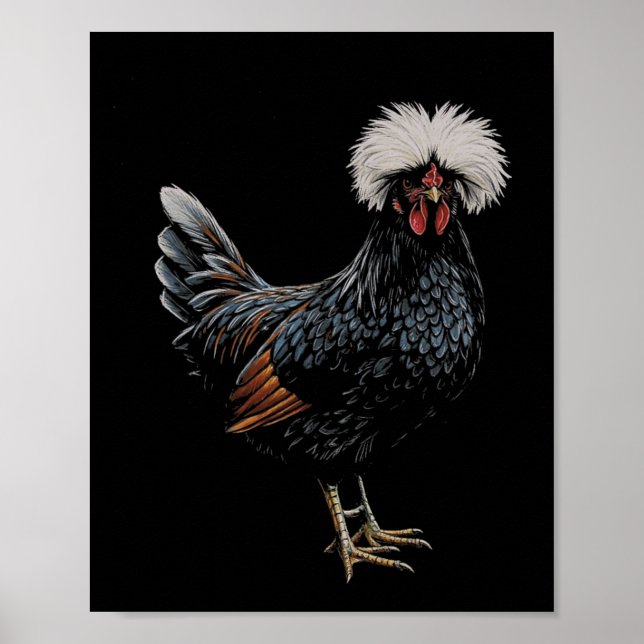 Polish Chicken Drawing Art Design  Poster (Front)