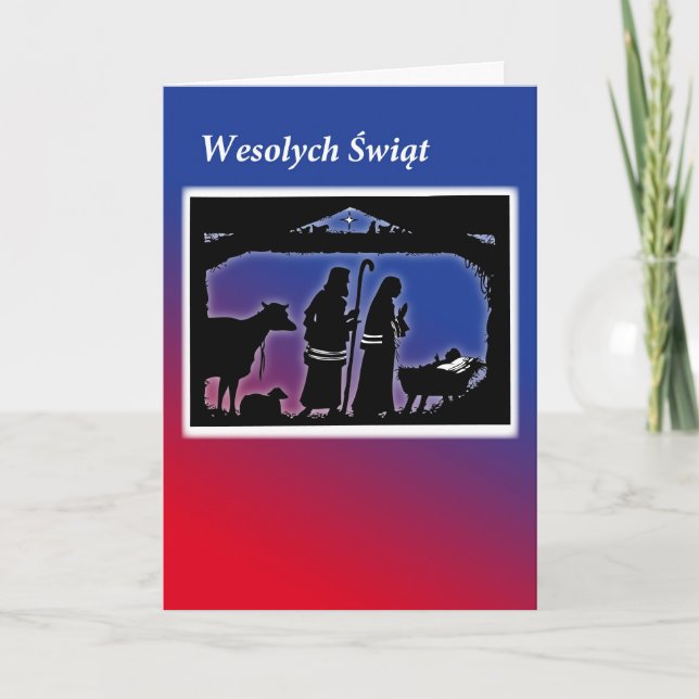 Polish Christmas Card, Manger Scene Holiday Card (Front)