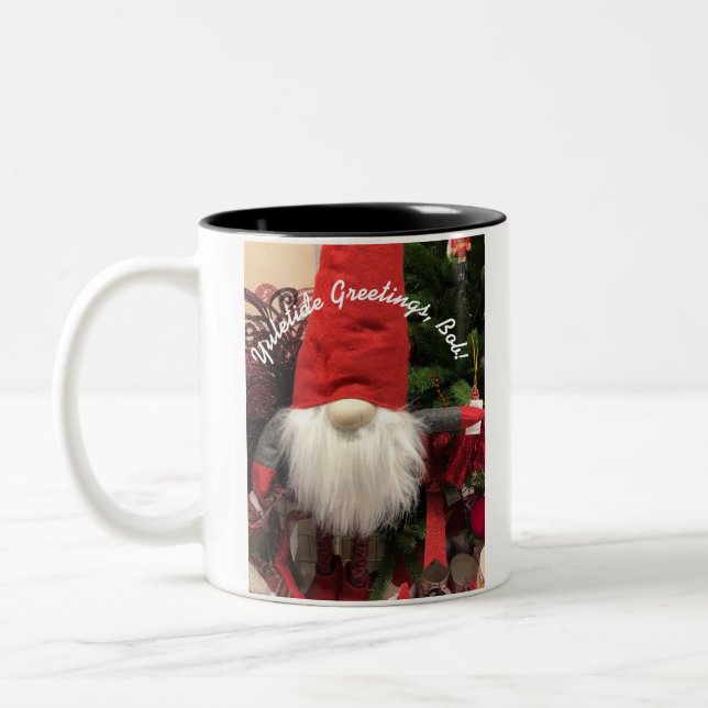 Polish Christmas Gnome CUSTOMIZE Green 2-tone Mug (Left)