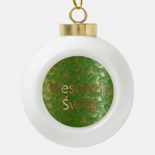 Polish Christmas Poinsettia Ceramic Ball Ornament