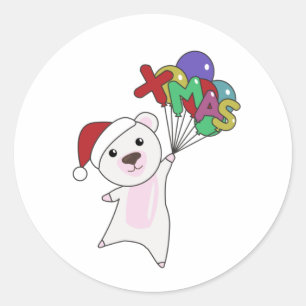 Polish Christmas Snow Winter Animals Polar Bears Classic Round Sticker