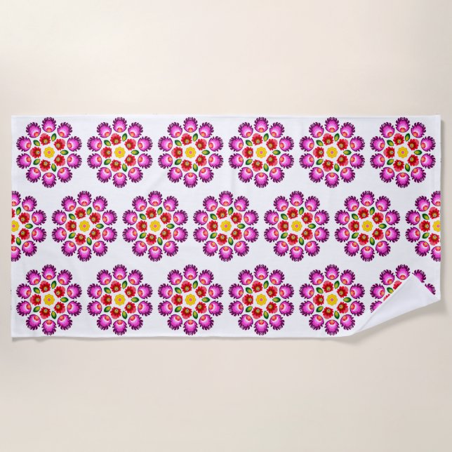 Polish design flowers. beach towel (Front)