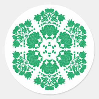 Polish design flowers classic round sticker