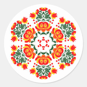 Polish design flowers classic round sticker