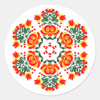 Polish design flowers classic round sticker
