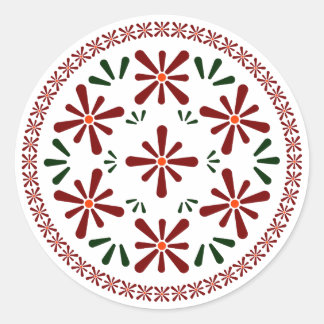 Polish design flowers classic round sticker