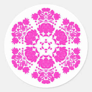 Polish design flowers classic round sticker