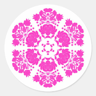 Polish design flowers classic round sticker