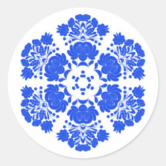 Polish design flowers classic round sticker