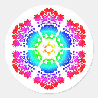 Polish design flowers classic round sticker