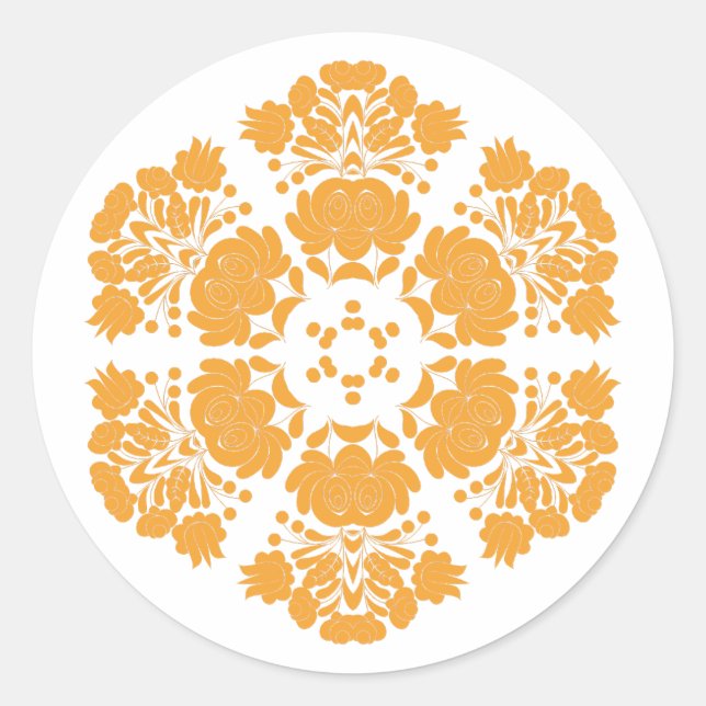 Polish design flowers classic round sticker (Front)