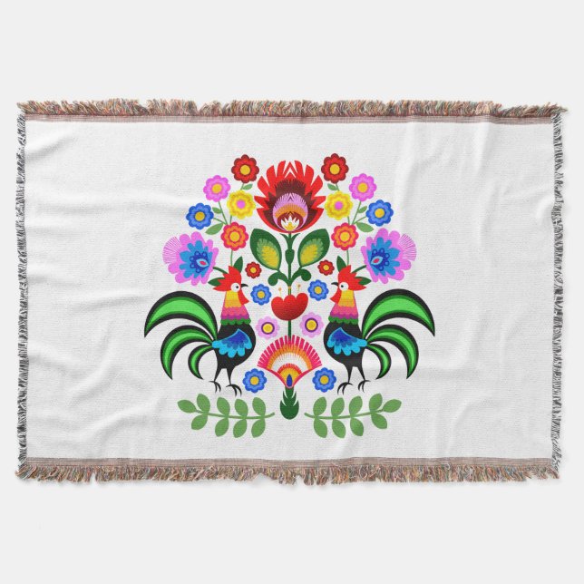 Polish design flowers. throw blanket (Front)