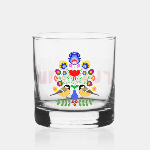 Polish design flowers. whiskey glass