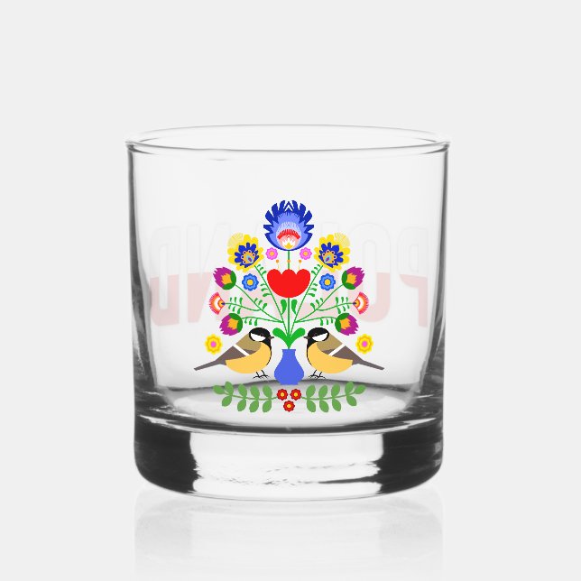 Polish design flowers. whiskey glass (Front)