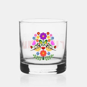 Polish design flowers. whiskey glass
