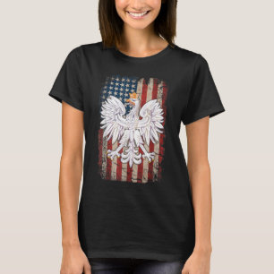 Polish Eagle American Flag Pride Poland T-Shirt