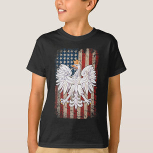 Polish Eagle American Flag Pride Poland T-Shirt