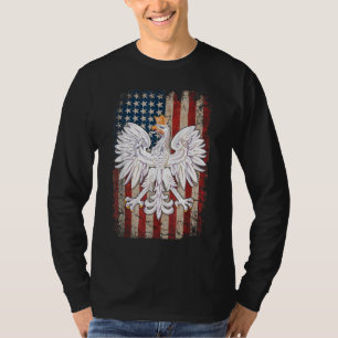 Polish Eagle American Flag Pride Poland T-Shirt