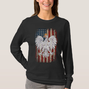Polish Eagle American Flag Pride Poland T-Shirt