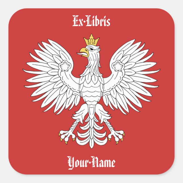 Polish Eagle Bookplate Square Sticker (Front)