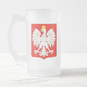 POLISH EAGLE FROSTED GLASS BEER MUG