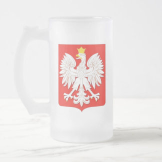 POLISH EAGLE FROSTED GLASS BEER MUG