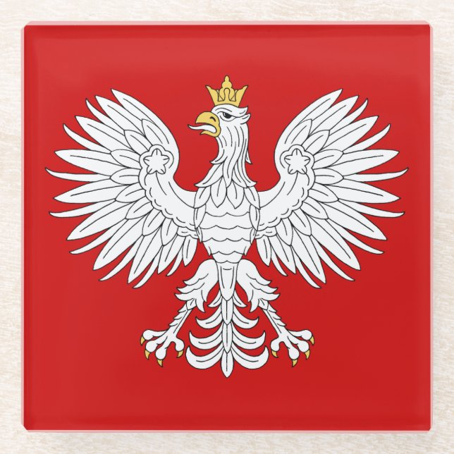 Polish Eagle Glass Coaster (Front)