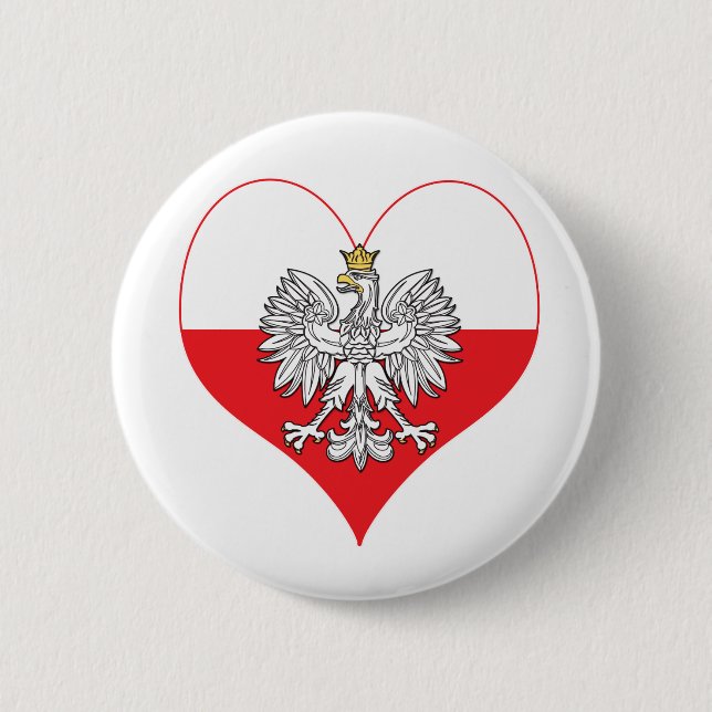 Polish Eagle Heart 6 Cm Round Badge (Front)