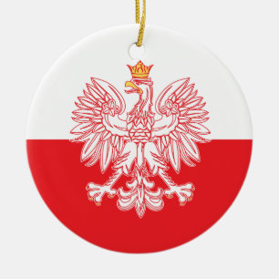 Polish Eagle Outlined In Red Ceramic Tree Decoration