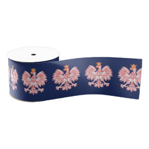 Polish Eagle Outlined In Red Grosgrain Ribbon