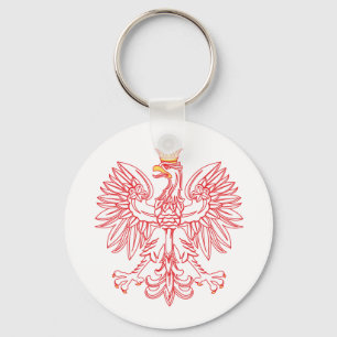 Polish Eagle Outlined In Red Key Ring