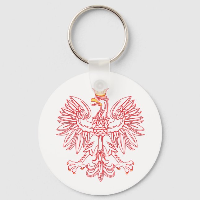 Polish Eagle Outlined In Red Key Ring (Front)
