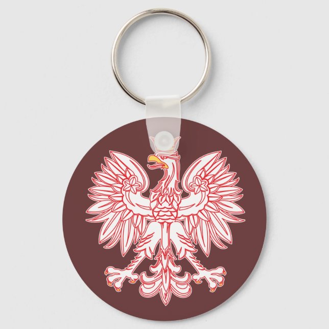 Polish Eagle Outlined In Red Keychain (Front)
