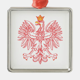 Polish Eagle Outlined In Red Metal Tree Decoration
