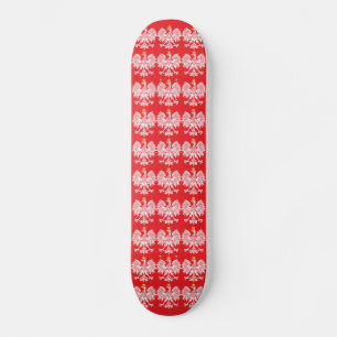 Polish Eagle Outlined In Red Skateboard