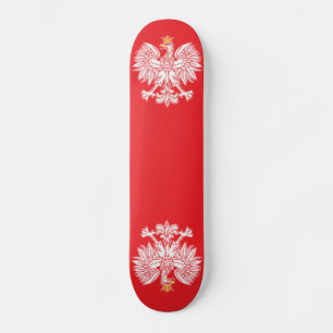 Polish Eagle Outlined In Red Skateboard
